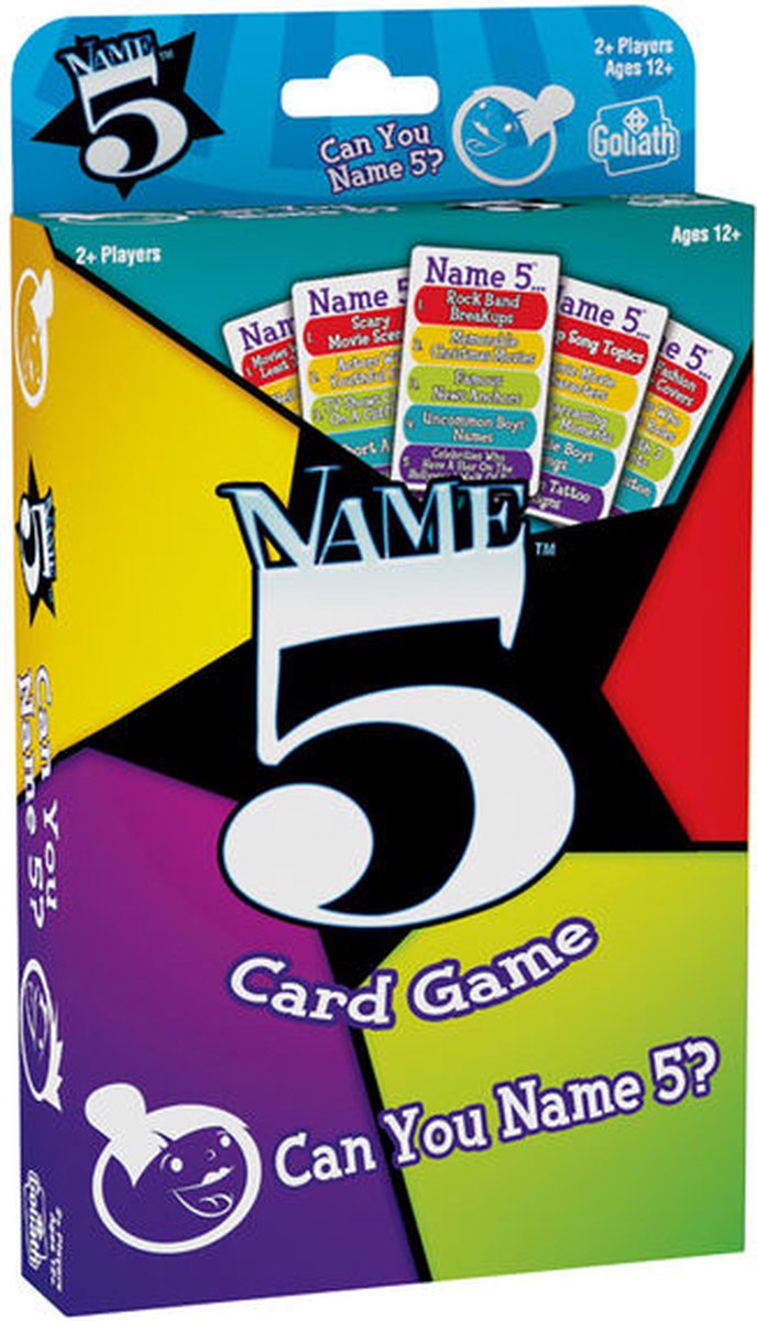 Goliath Name 5 Card Game - Kaartspel - Trivia - Kun je er vijf noemen?