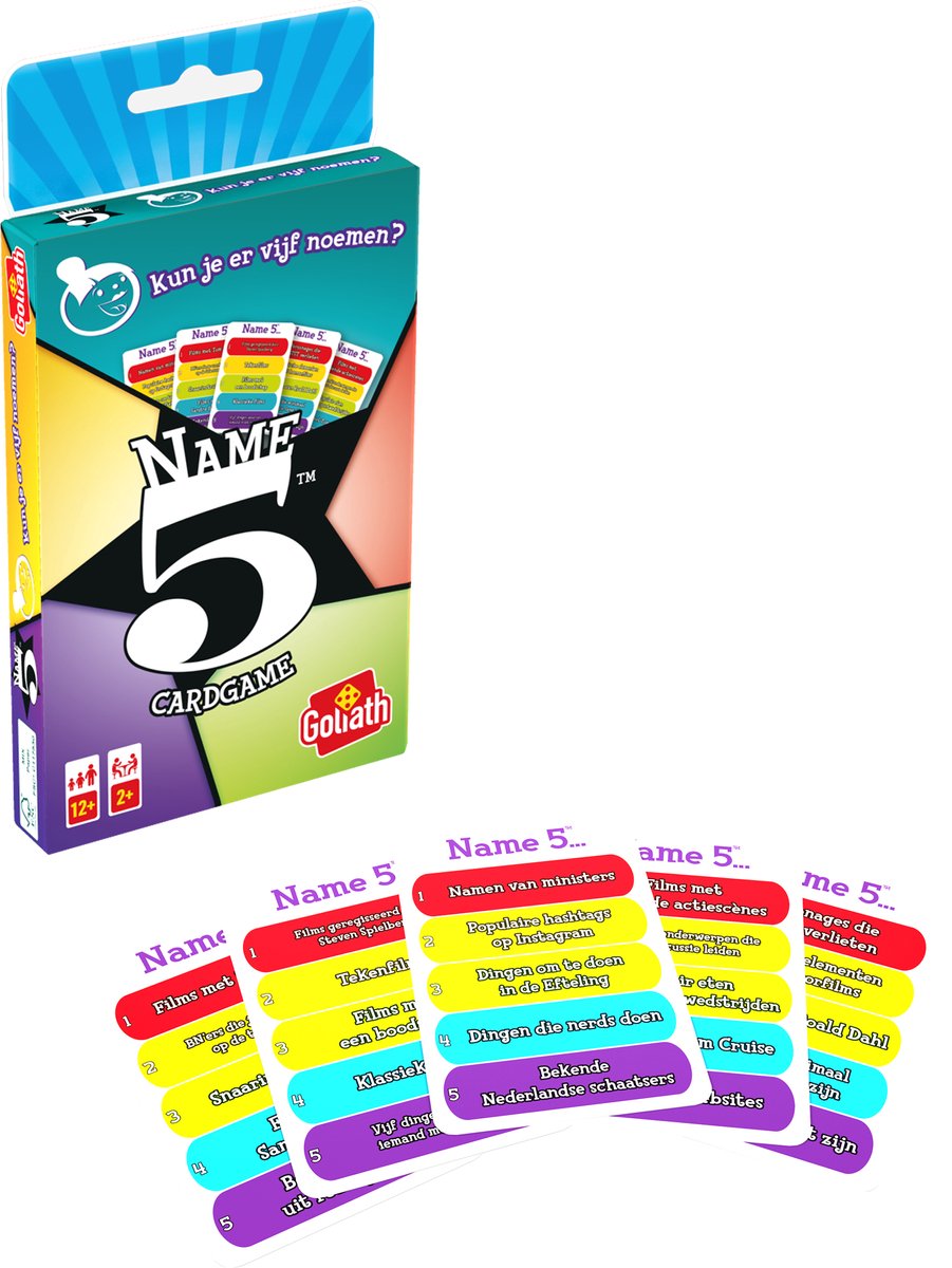 Goliath Name 5 Card Game - Kaartspel - Trivia - Kun je er vijf noemen?