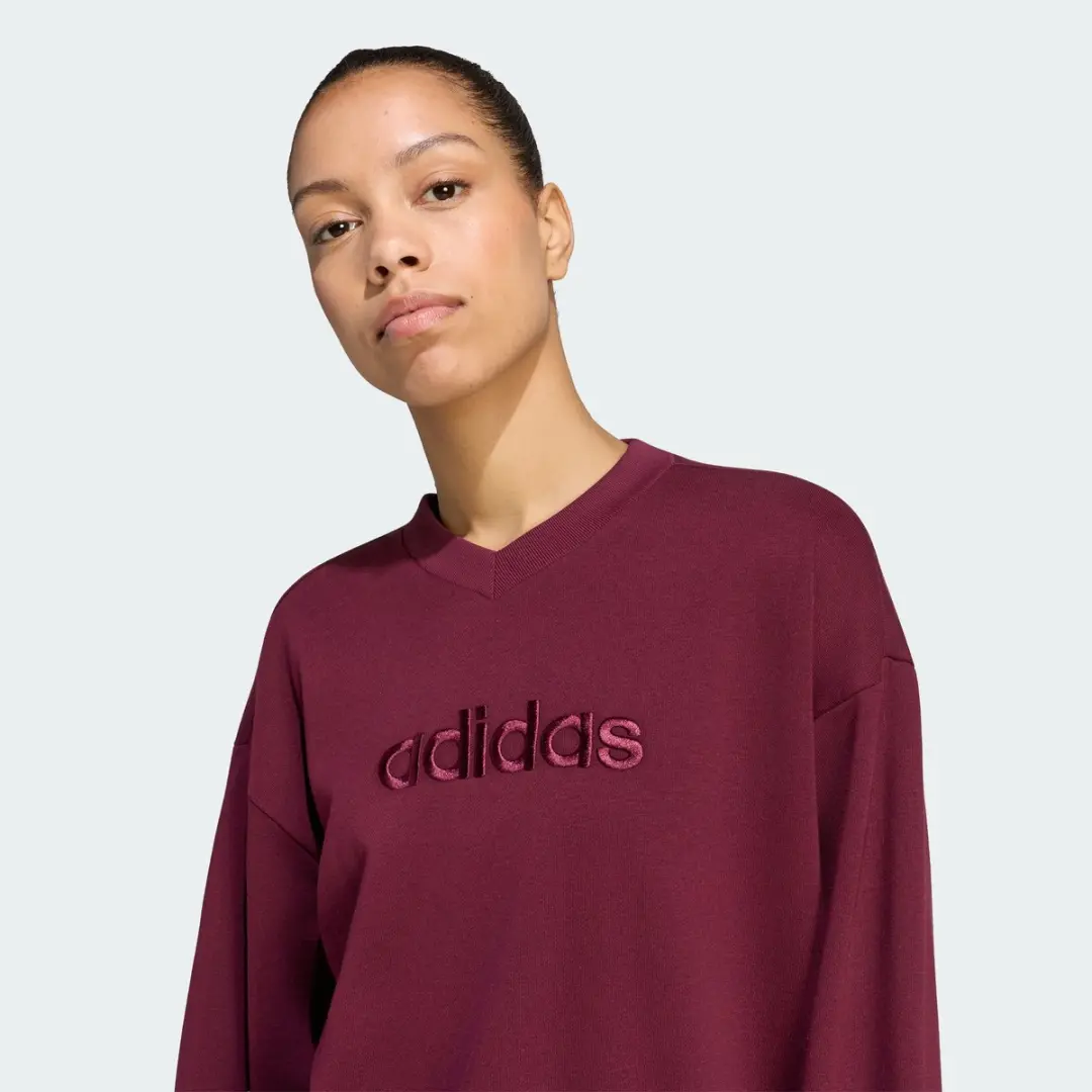 Adidas Sportswear Satin V-Neck Sweatshirt KS7925 - Bordeaux - XXXXL