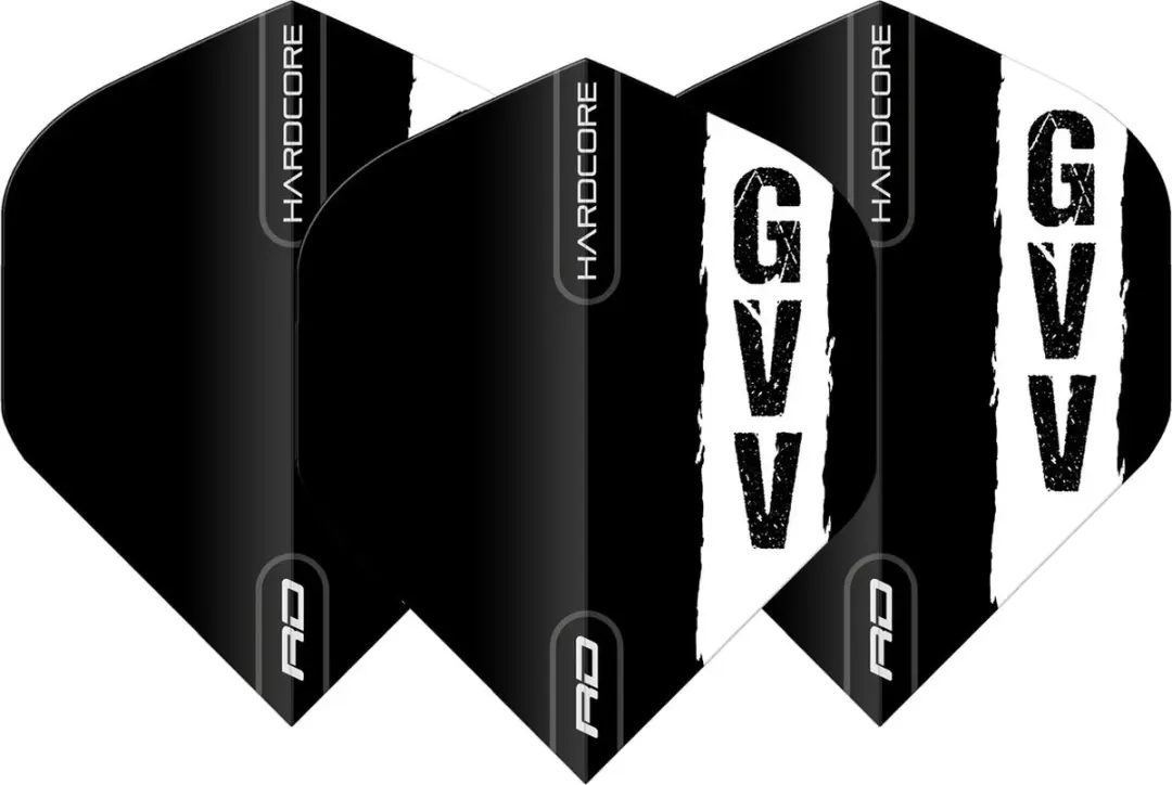 Red Dragon Hardcore Gian Van Veen Dartvluchten - 9 Stuks (3x3) - Zwart/Wit - afbeelding 3 van 3