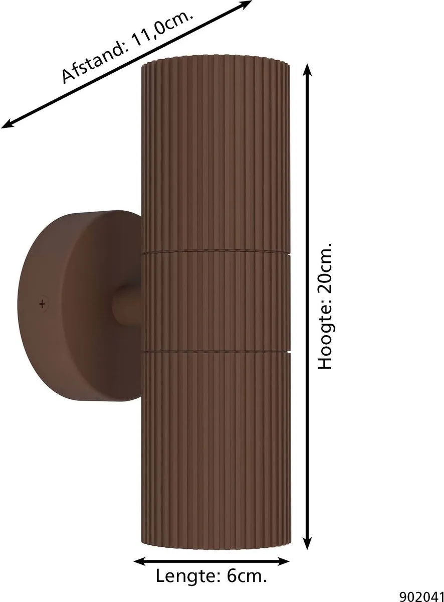 Eglo Tomelloso Wandlamp Buiten GU10 - 20cm - Donkerbruin - afbeelding 6 van 6