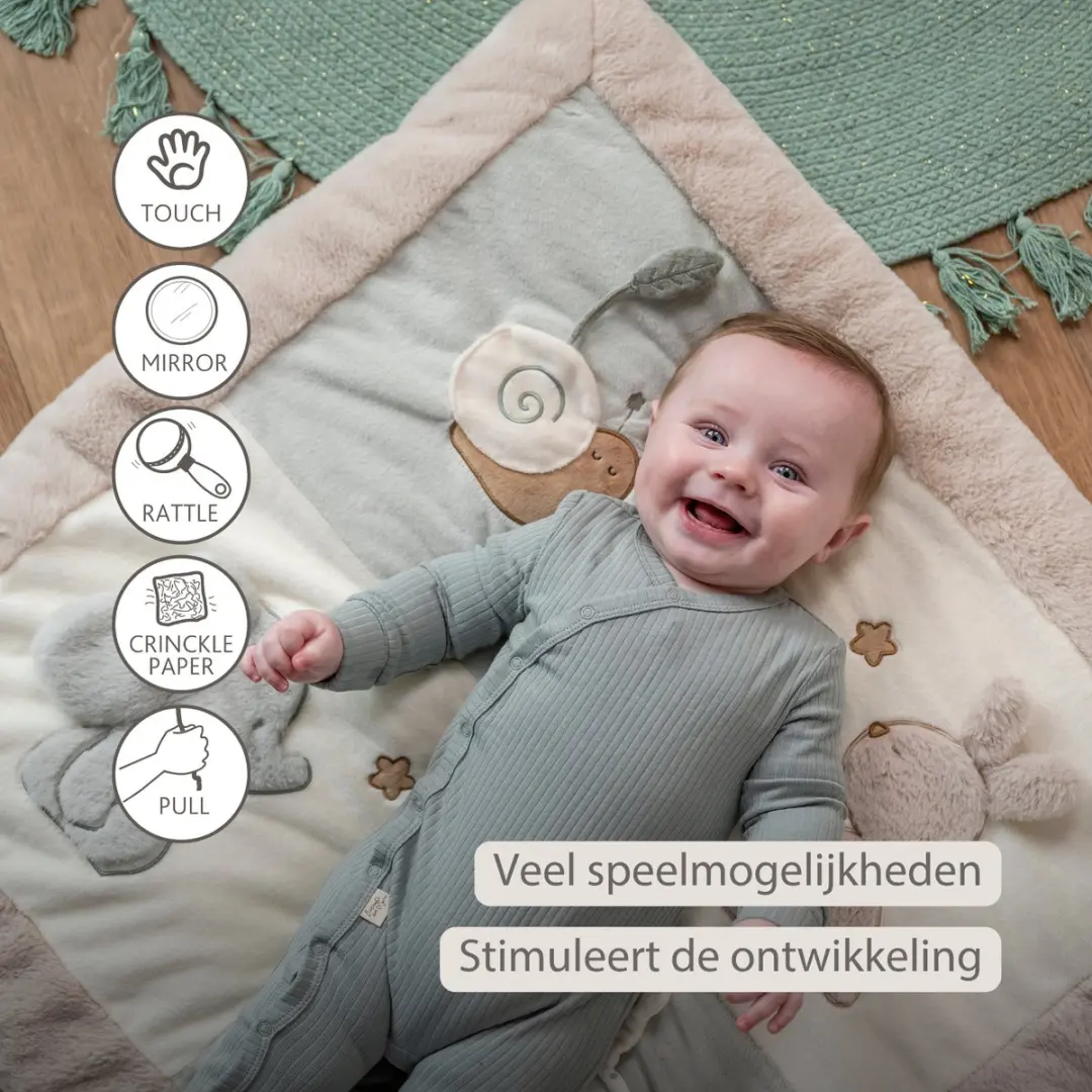 Nattou LouLou Speelmat Baby 80x80cm - Groen/Beige