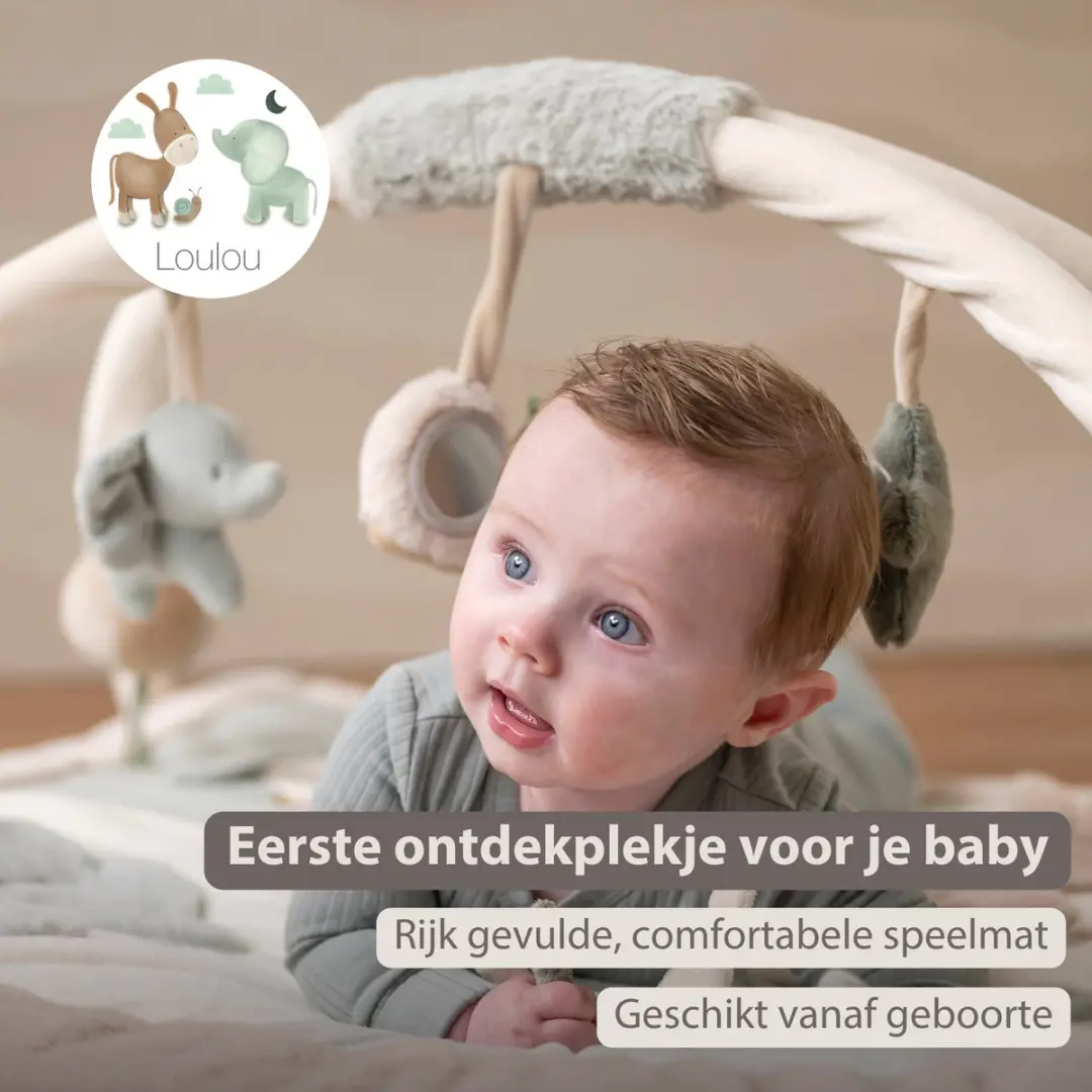 Nattou LouLou Speelmat Baby 80x80cm - Groen/Beige - afbeelding 6 van 6