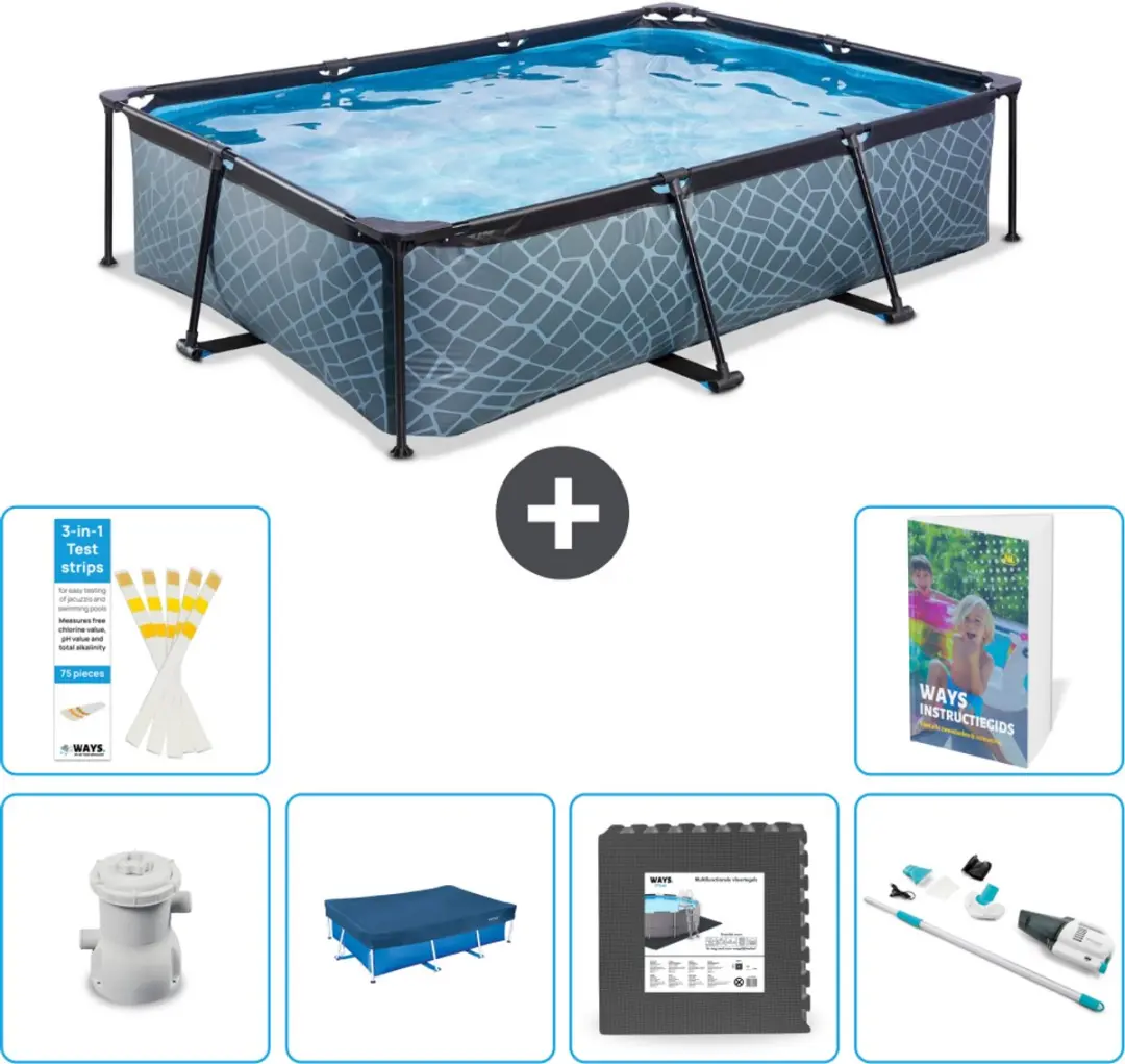EXIT Toys Rechthoekig Stone Frame Zwembad 300x200x65cm
