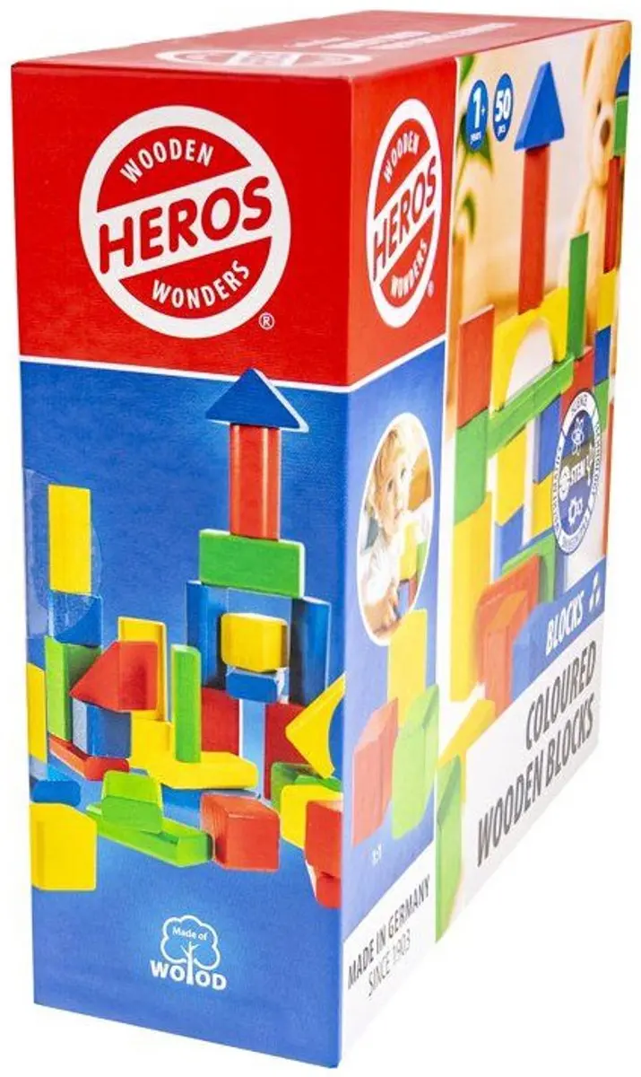 Heros Houten Blokken Gekleurd HE0003 - 50 Stuks - Opbergkoker - afbeelding 6 van 6