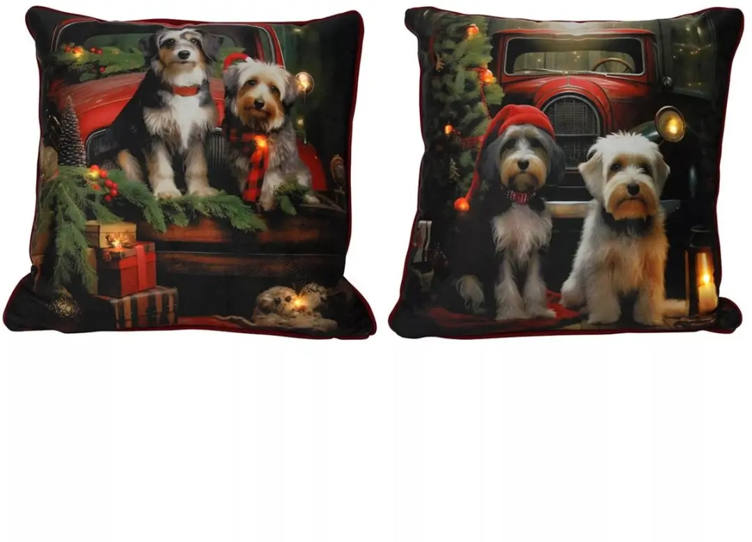 Svenska Living LED Kerstkussen Honden 40x40cm