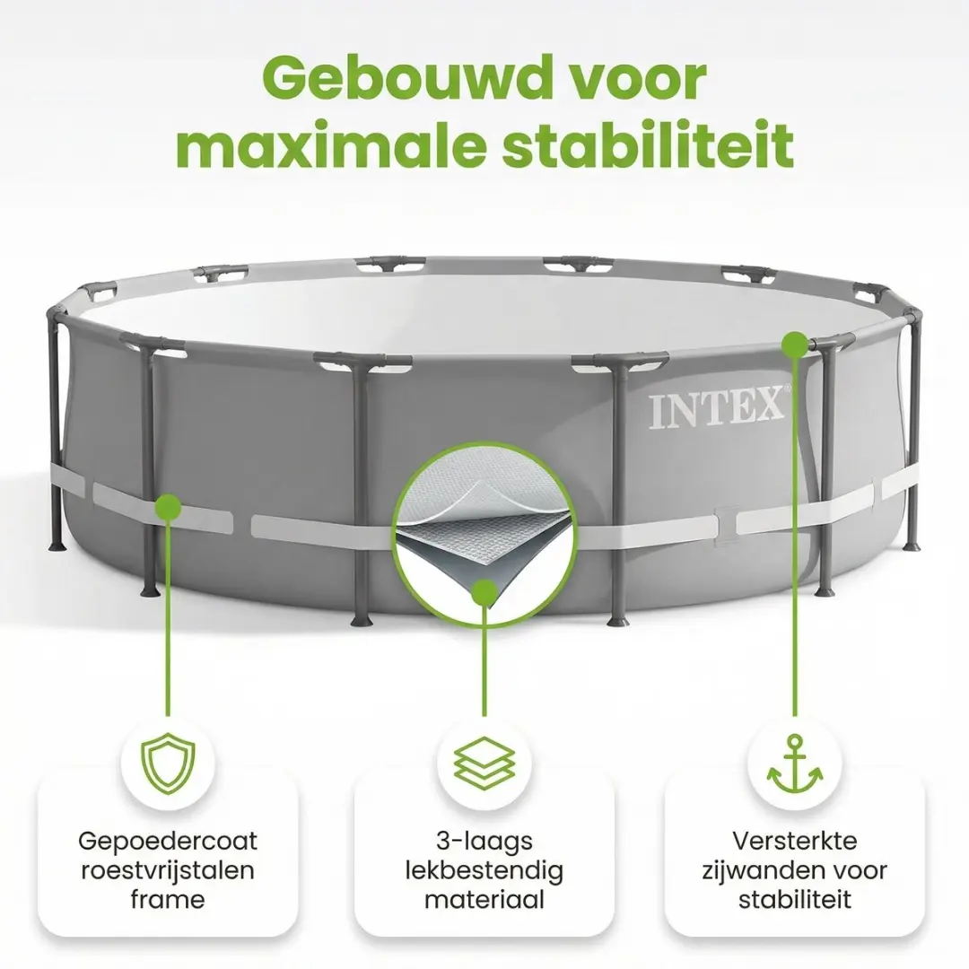 Intex Rond Prism Frame Zwembad 610x132cm - Grijs - 8-delig