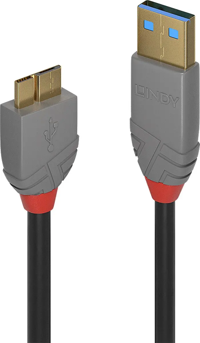 Lindy 36765 USB-kabel USB-A naar USB-micro-B 0.5m - Zwart