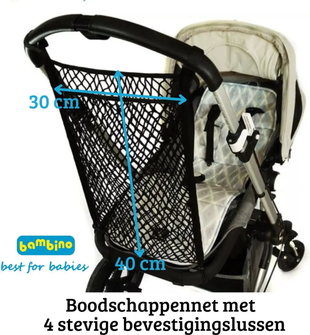 Bambino Boodschappennet Kinderwagen 40x30cm - Zwart
