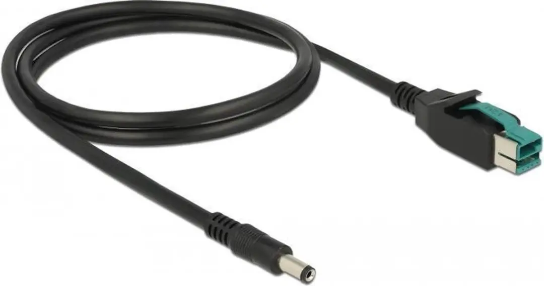 Delock PoweredUSB Kabel 12V DC 5.5x2.1mm - 1m - Zwart