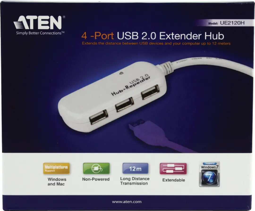Aten AT-UE2120H USB 2.0 Hub - 4 Poorten - Tan