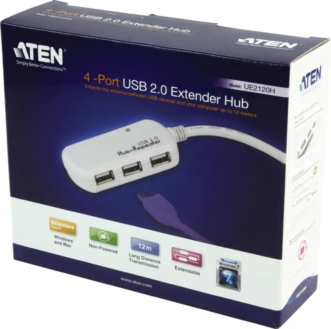 Aten AT-UE2120H USB 2.0 Hub - 4 Poorten - Tan