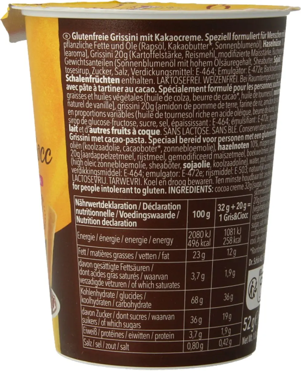 Schar Milly Grissini & Chocolate Sticks Glutenvrij 52g