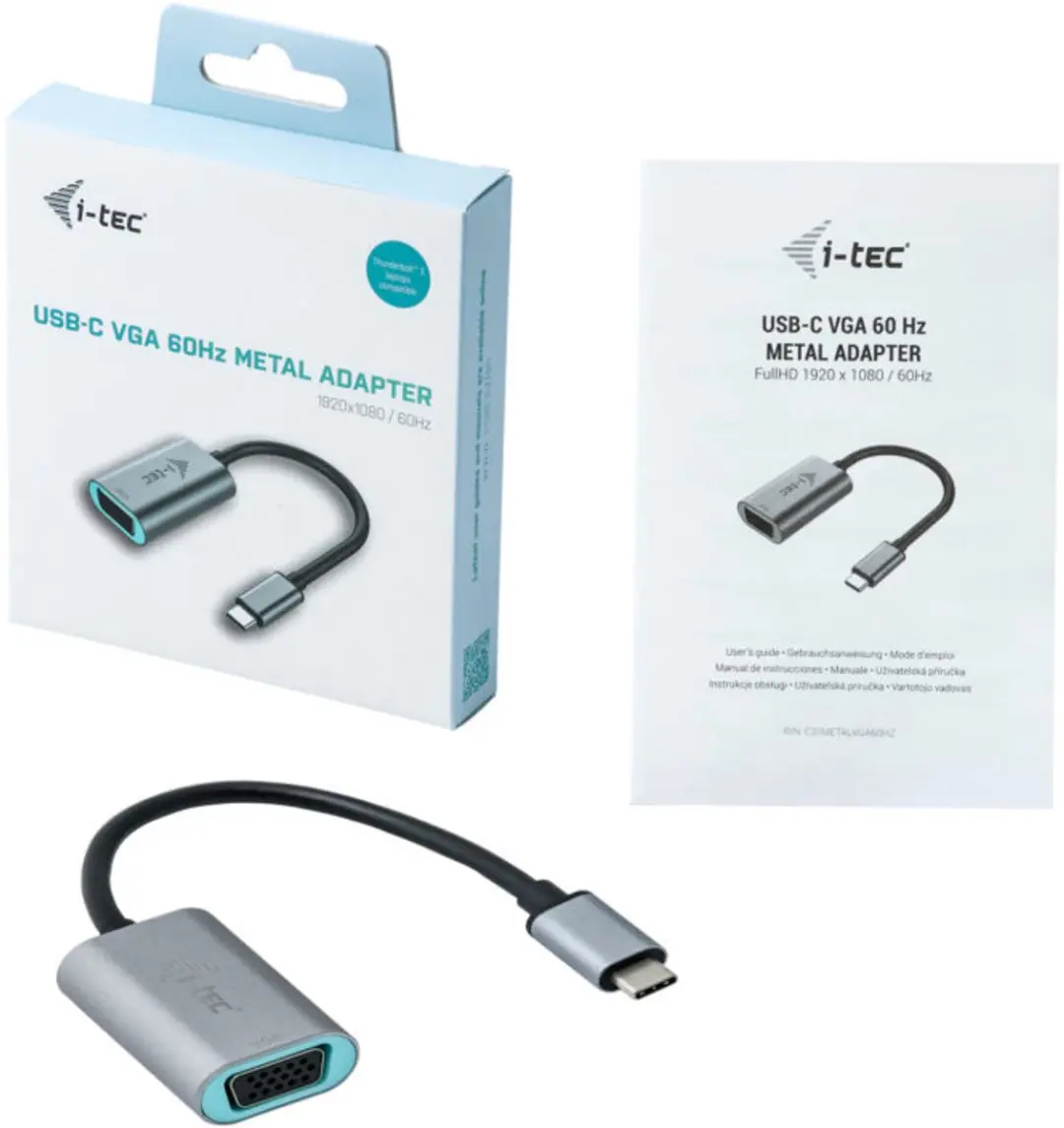 I-tec C31METALVGA60HZ USB-C naar VGA Adapter - Grijs