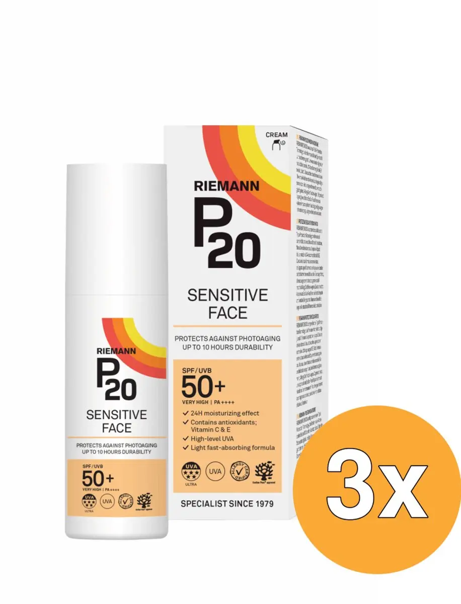 Riemann P20 Sensitive SPF50+ Gezichtscrème 3x50ml
