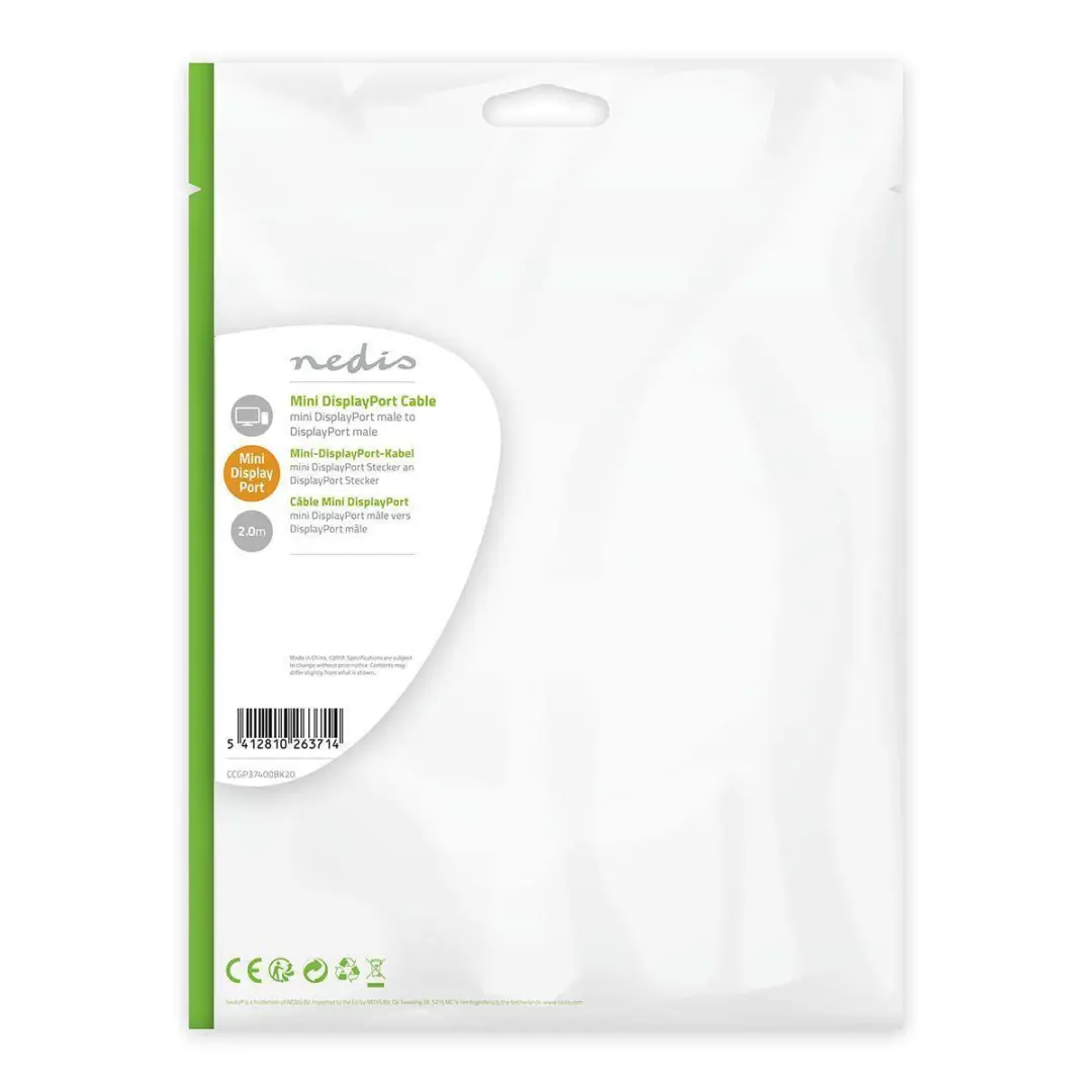 Nedis Mini DisplayPort Kabel CCGL37400BK20 - 2m - Zwart