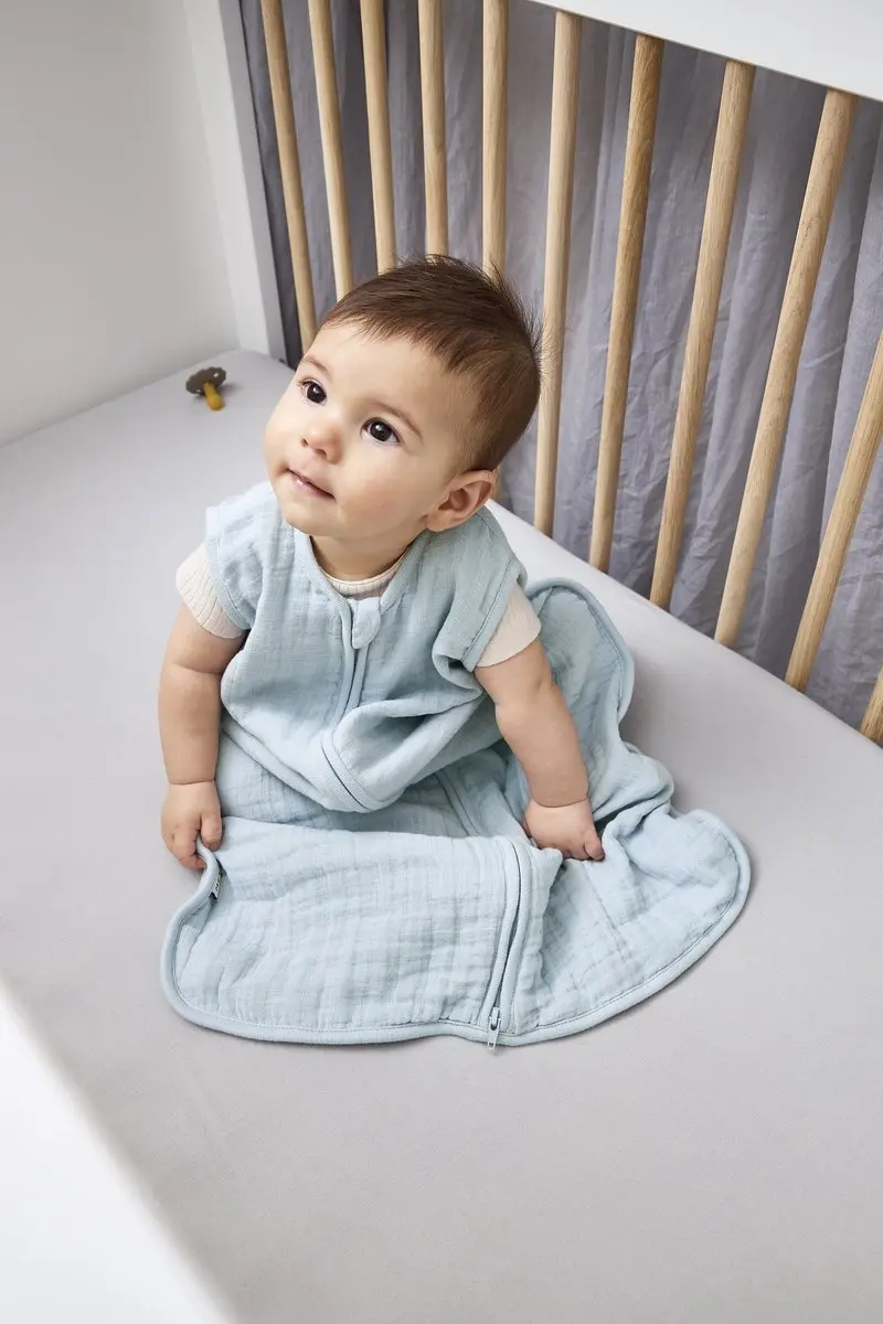 Meyco Baby Uni Babyzomerslaapzak Grey Blue 90cm - 0.5 TOG