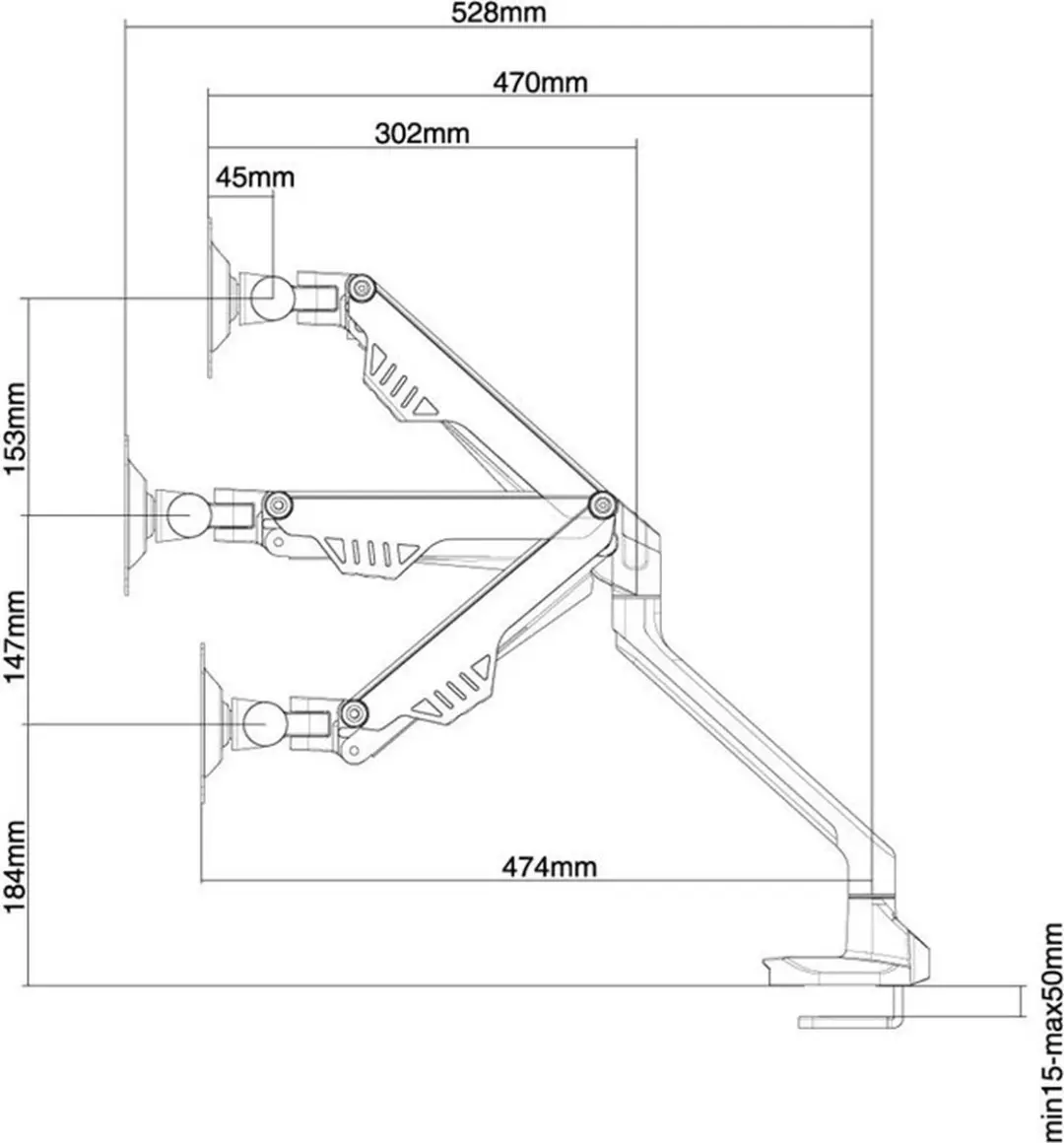 Neomounts FPMA-D750BLACK Monitorarm - Gasveer - 32" - Zwart