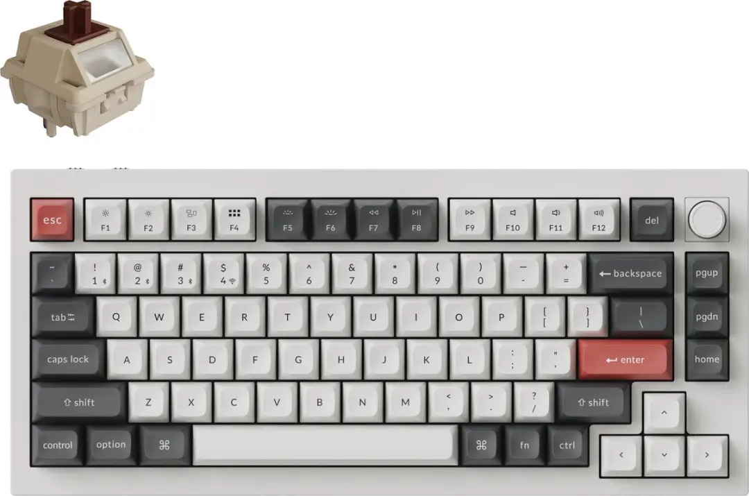 Keychron Q1 Ultra Mechanisch Toetsenbord - Bruine Switch - Wit