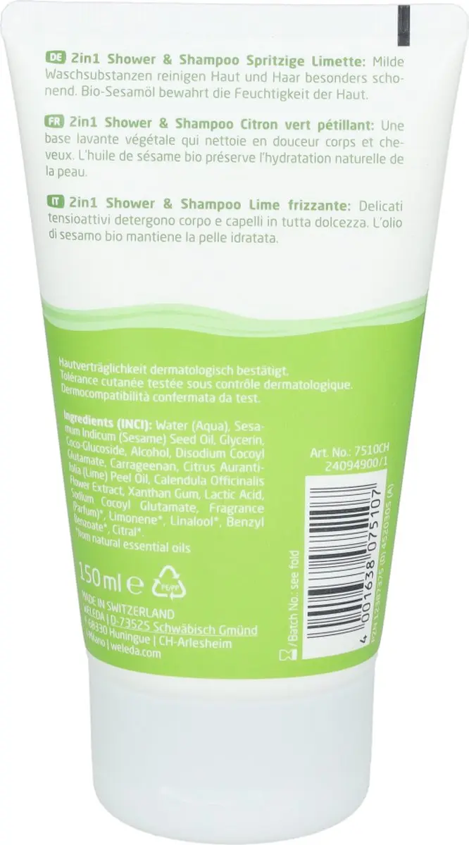 Weleda Kids 2-in-1 Shampoo & Body Wash 150ml - Limoen - afbeelding 2 van 6