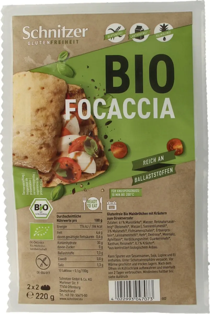 Schnitzer Bio Focaccia 220g - Rood