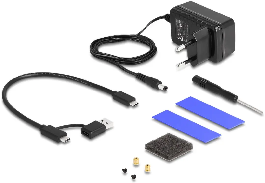 Delock USB-C Behuizing M.2 NVMe + 2.5" SATA/HDD - Klonenfunctie - Zwart