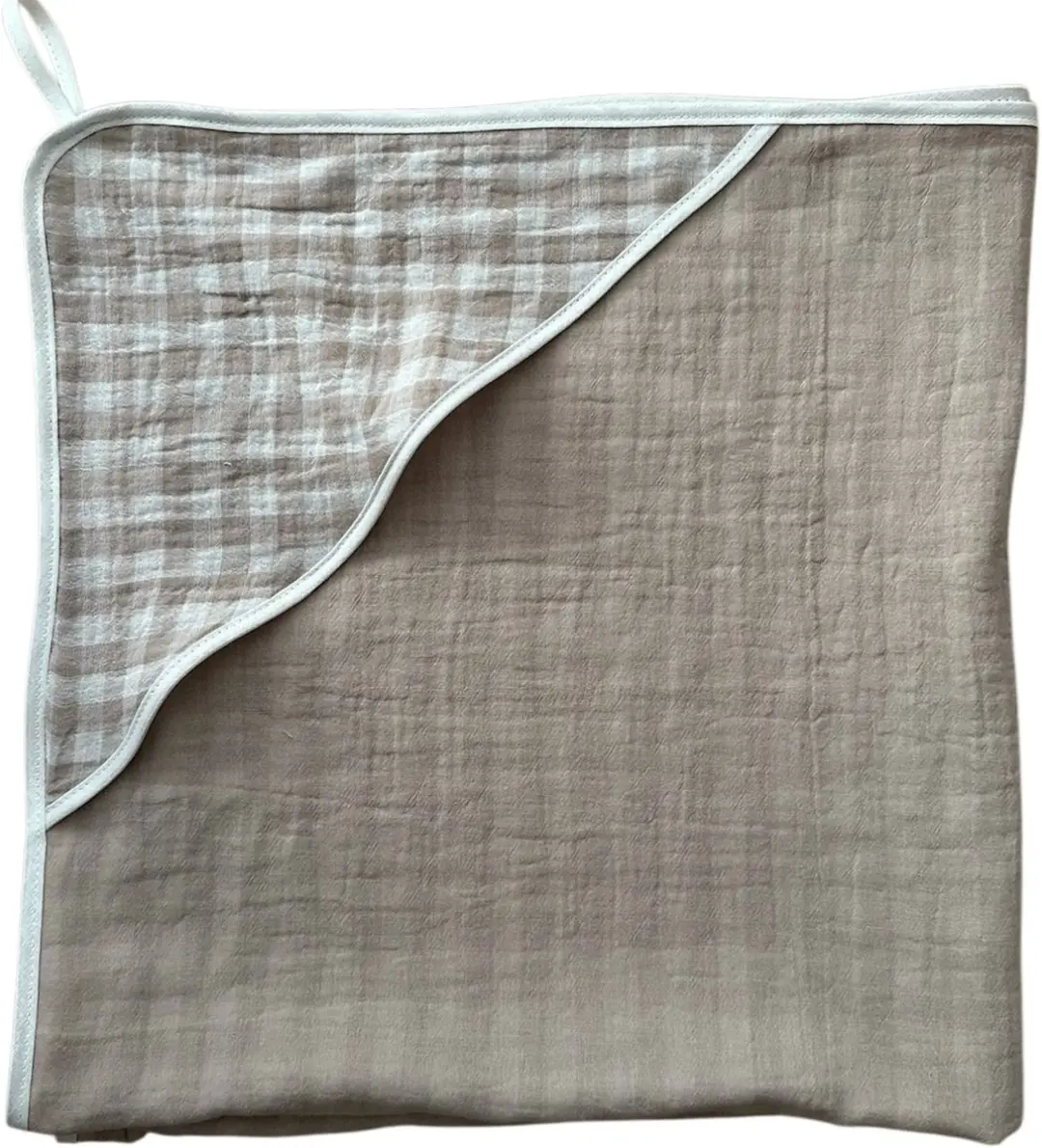 BINK Bedding Badcape Hydrofiel Vichy Beige 120x120cm