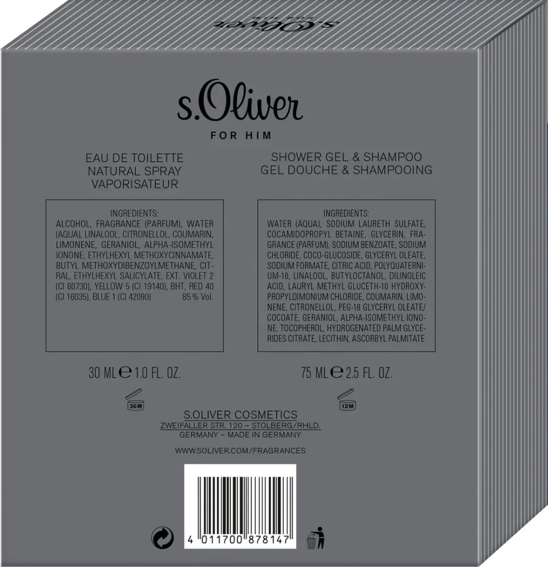 s.Oliver for Him Duo Set - 30ml EDT & 75ml Douchegel