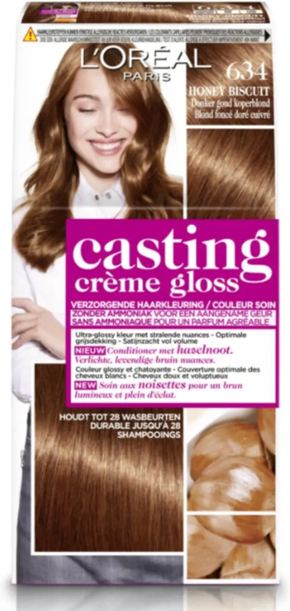 L'Oréal Paris Casting Crème Gloss Haarverf 634 Donker Goudkoperblond - 3 Stuks