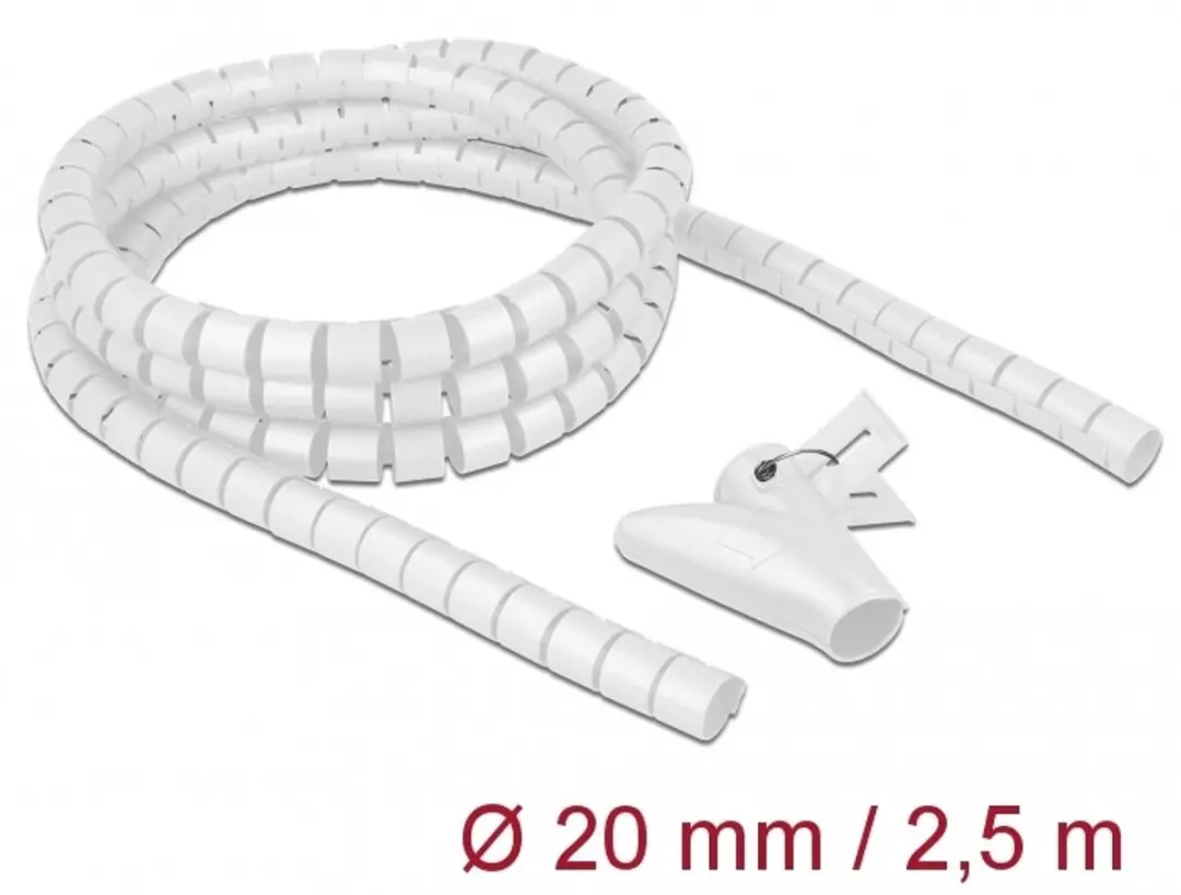 Delock Spiraalslang met Trekgereedschap 2,5m x 20mm Wit