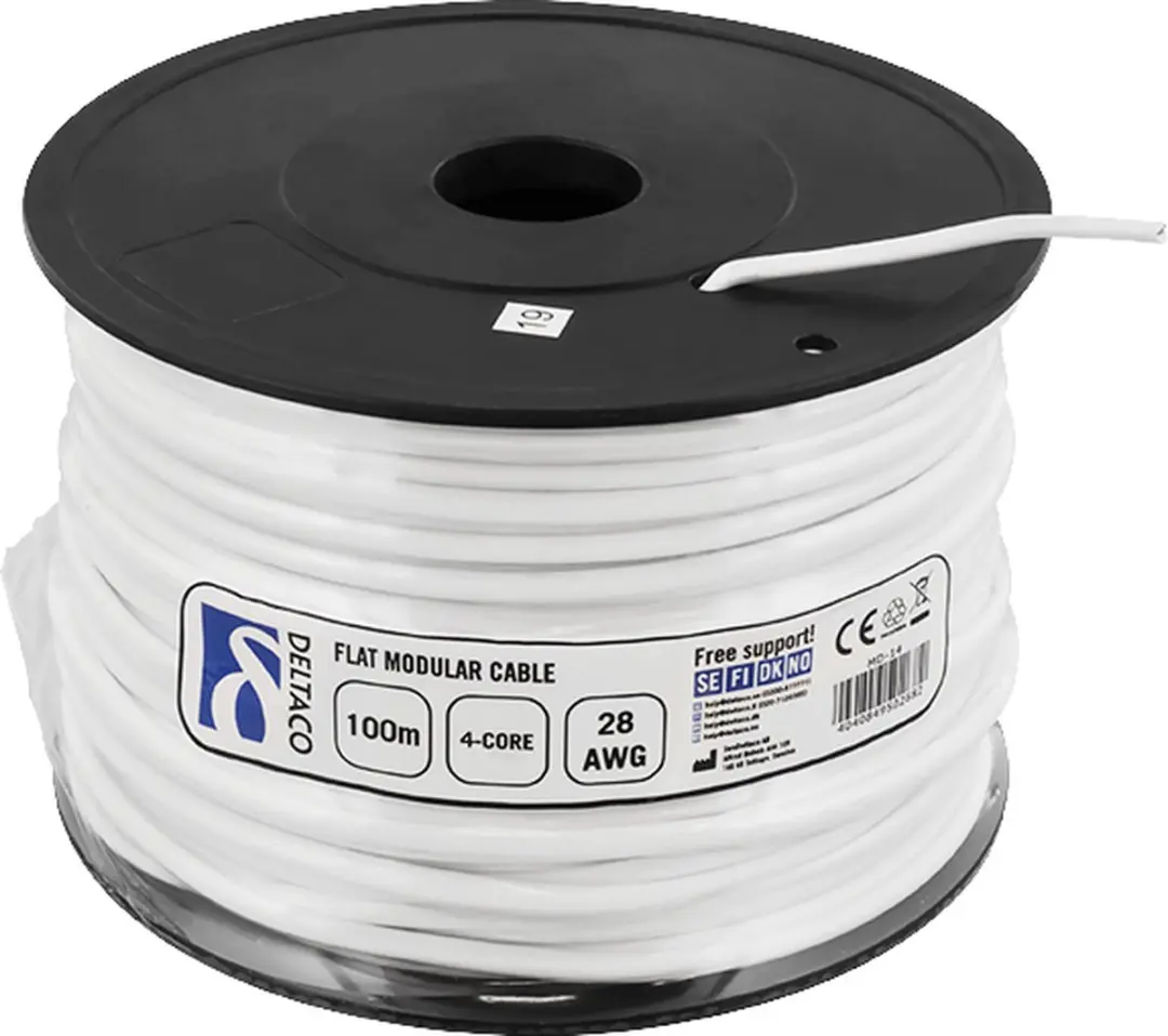 Goobay Telefoonkabel 4-aderig AWG30 - 100m Wit