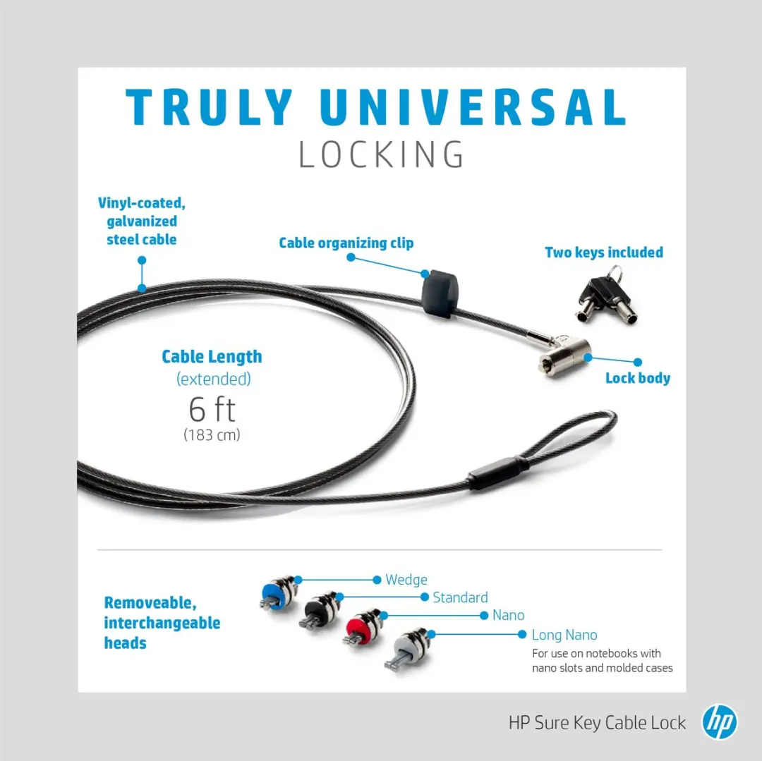 HP Laptopslot Sleutelslot 1.83 m Sure Key