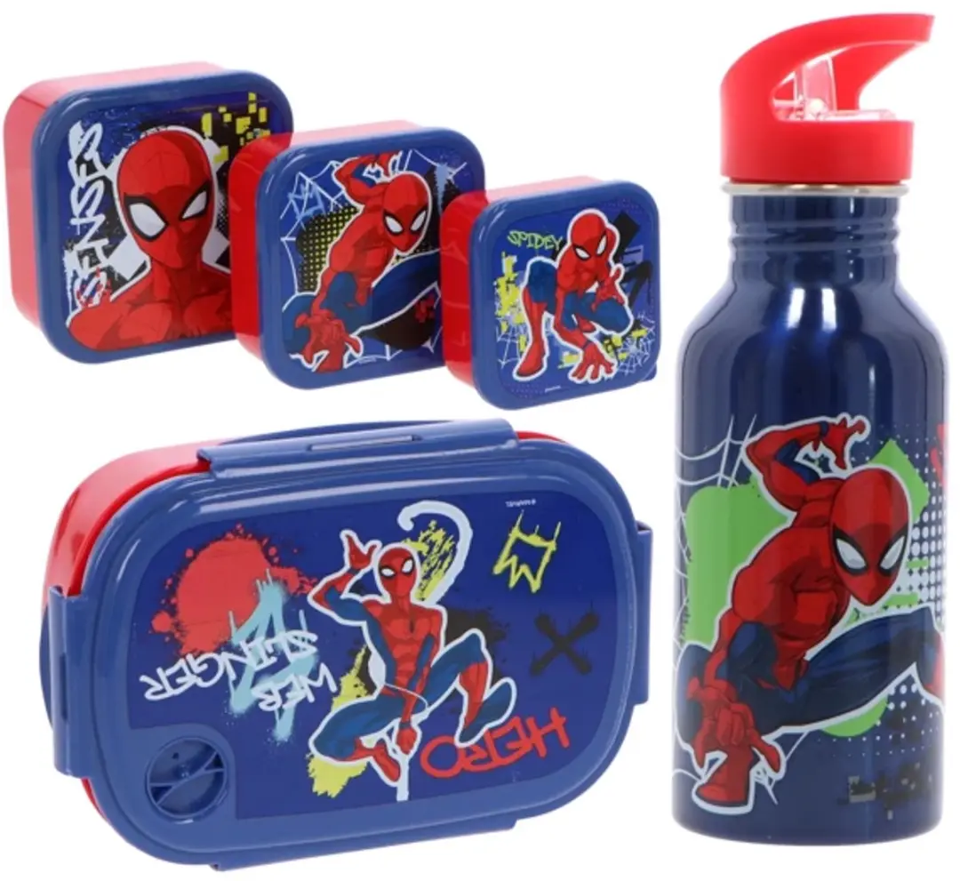Spider-Man Lunchset 5-delig - Drinkfles, Lunchbox & 3 Snackboxen