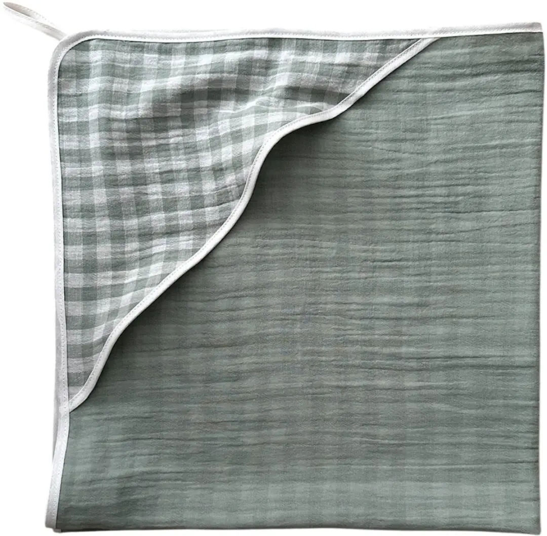 BINK Bedding Badcape Hydrofiel Vichy Groen 120x120cm