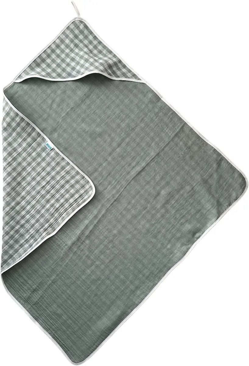 BINK Bedding Badcape Hydrofiel Vichy Groen 120x120cm