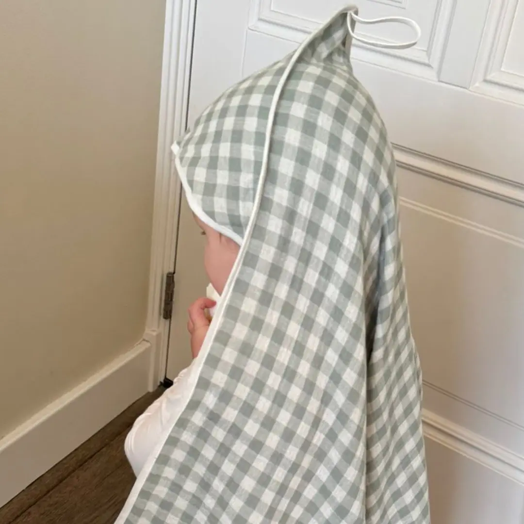 BINK Bedding Badcape Hydrofiel Vichy Groen 120x120cm