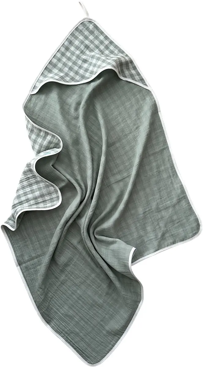 BINK Bedding Badcape Hydrofiel Vichy Groen 120x120cm