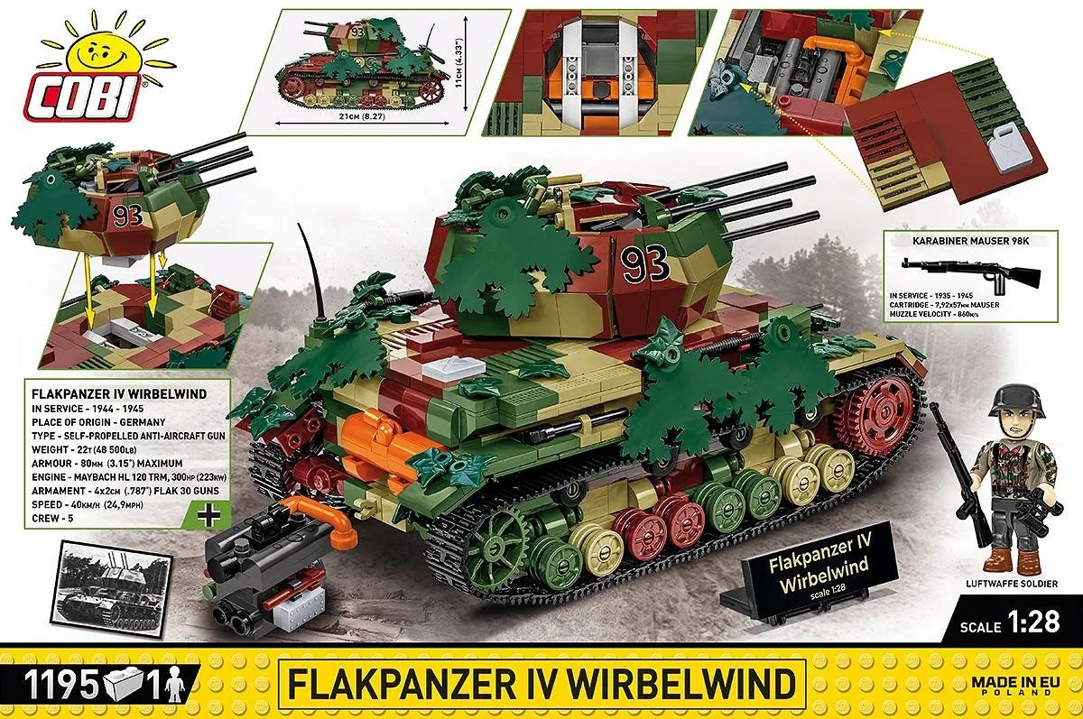 Cobi 2593 Flakpanzer IV Wirbelwind Executive Edition - 1195 Onderdelen - afbeelding 6 van 6