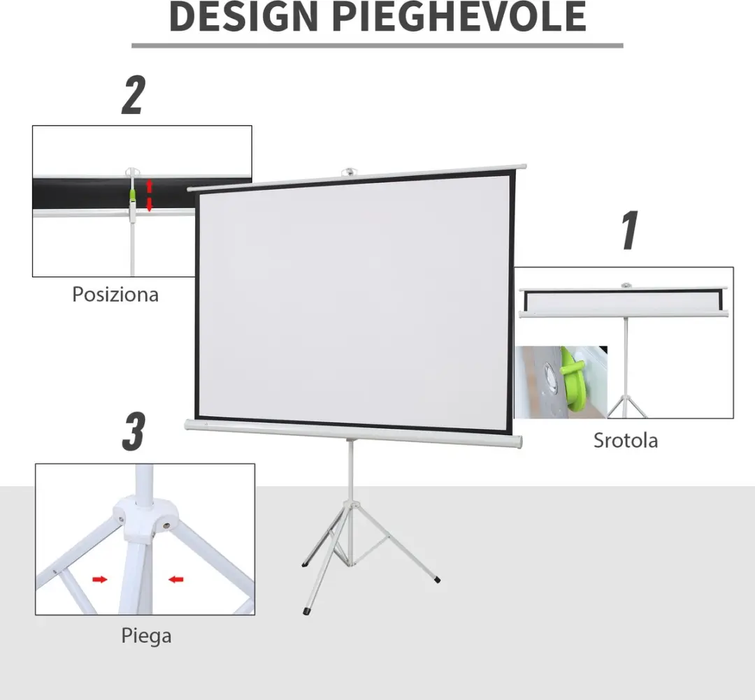 ECTEATOY Projectiescherm 84 Inch Wit - 4:3 - Hoogteverstelbaar Statief