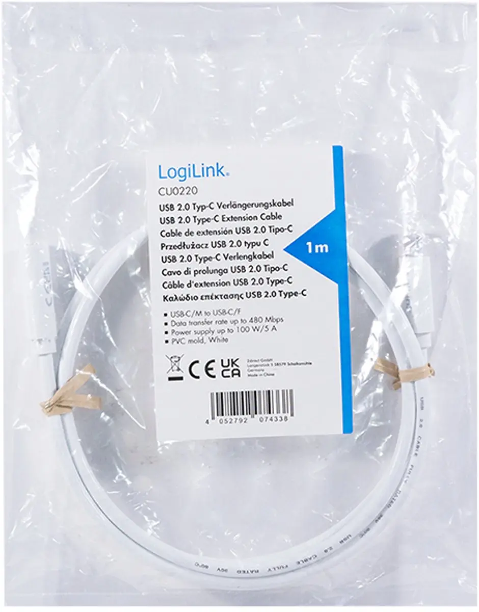 Logilink USB-C Kabel CU0220 USB 2.0 - 1m - Wit