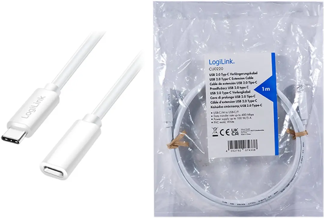 Logilink USB-C Kabel CU0220 USB 2.0 - 1m - Wit