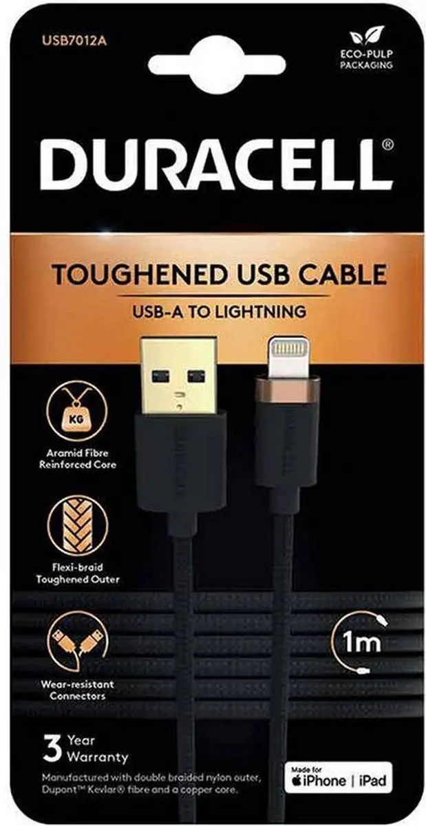 Duracell USB7012A USB-kabel - Zwart