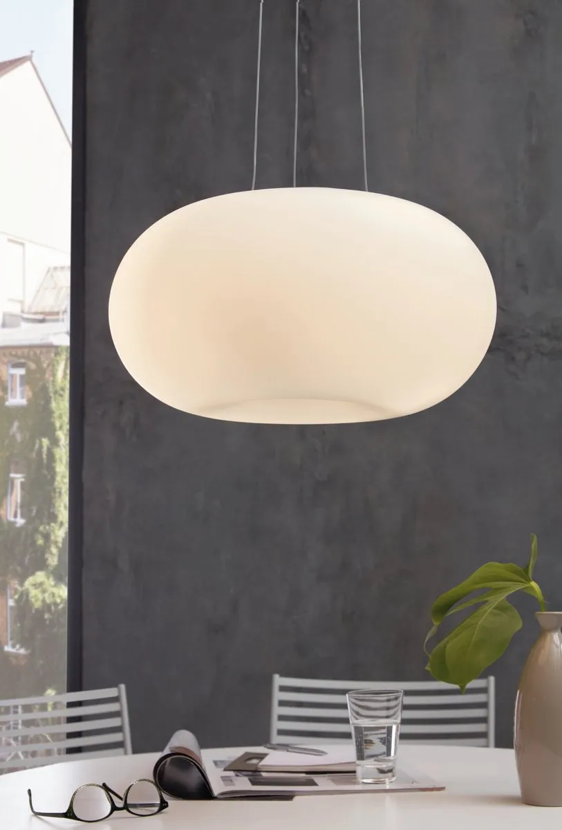 Eglo Optica Hanglamp 2 Lichts Ø445mm - Nikkel-Mat/Wit - afbeelding 6 van 6