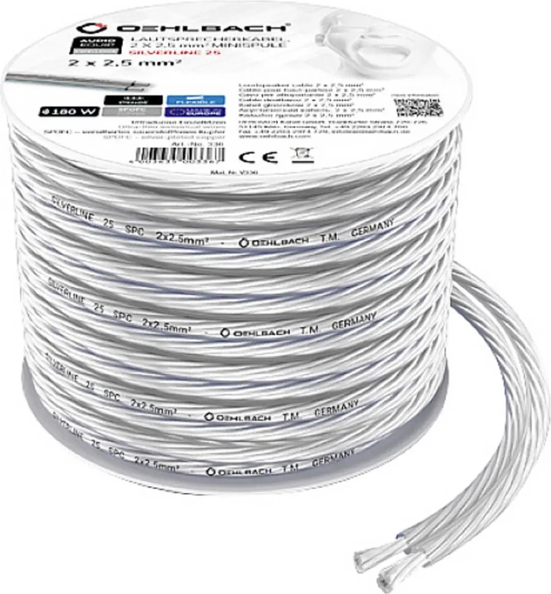 Oehlbach SP-25 Silverline Luidsprekerkabel 2x2,5mm - 4m - Transparant