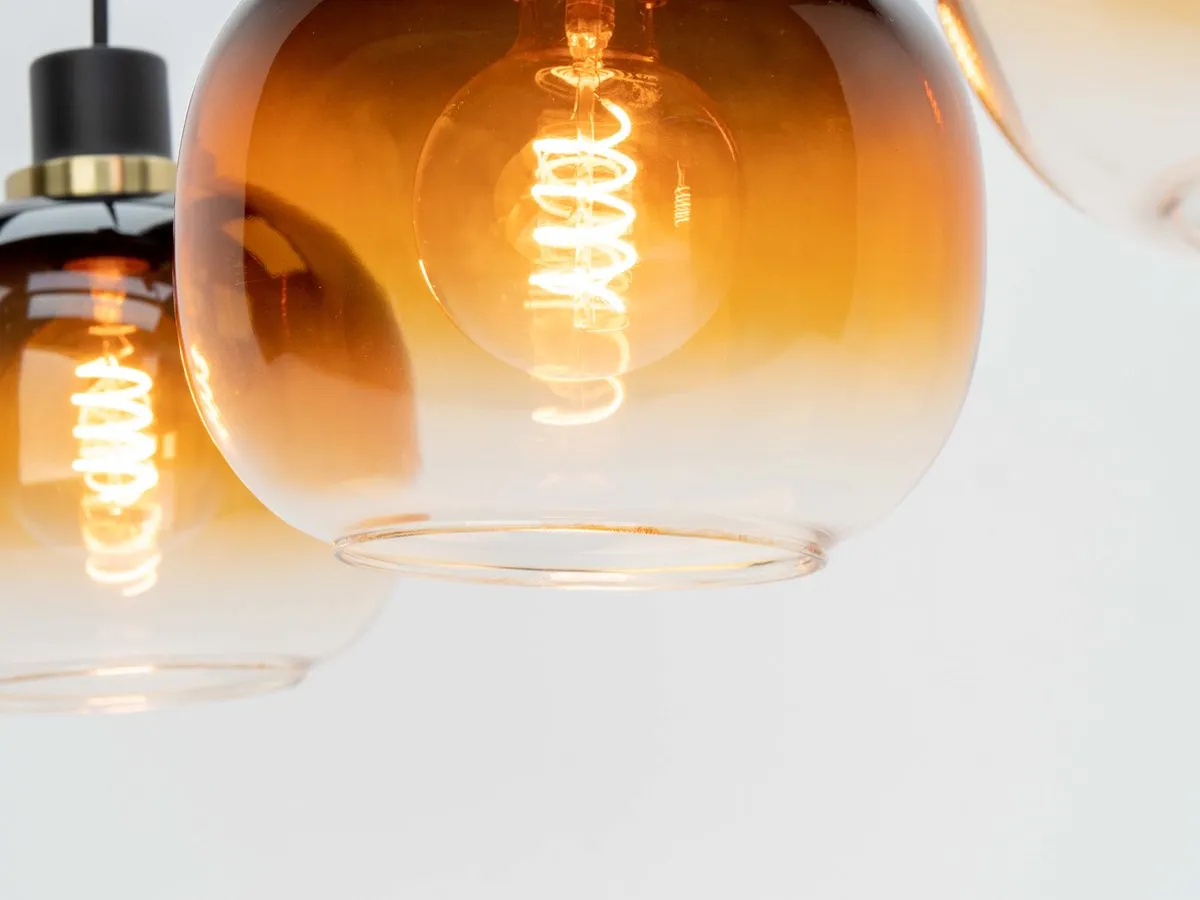Eglo Oilella Hanglamp E27 - 95cm - Amber Glas - Zwart/Geelkoper