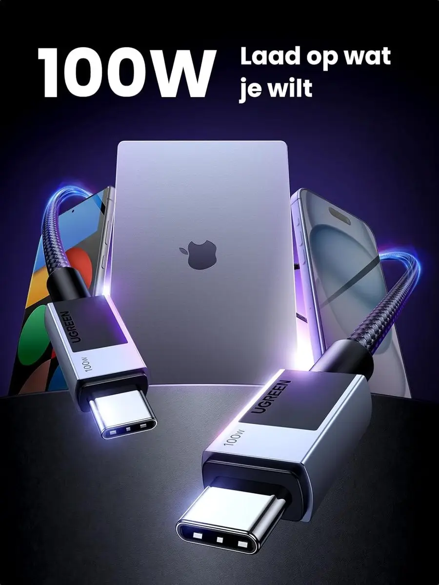 UGREEN 100W USB-C Kabel PD 3.0 3m - Transparent