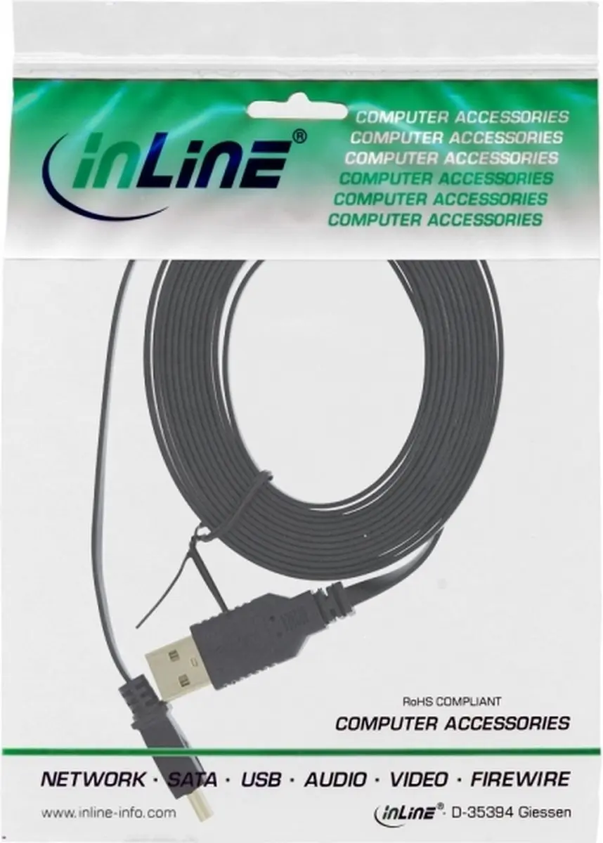 InLine USB A naar Mini-B Kabel 3m - Zwart