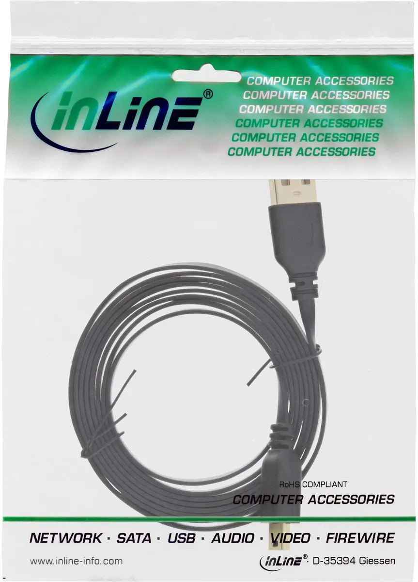 InLine USB A naar Mini-B Kabel 3m - Zwart
