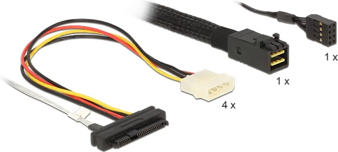 Delock Mini-SAS HD SFF-8643 naar 4x SAS SFF-8482 Kabel