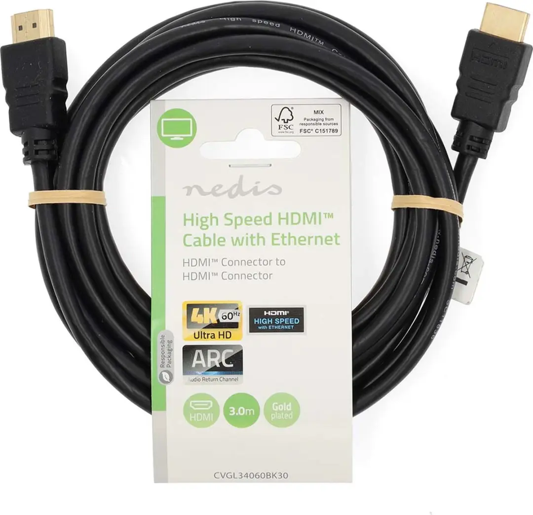 Nedis HDMI-Kabel CVGL34060BK30 4K@60Hz - 3m - Zwart